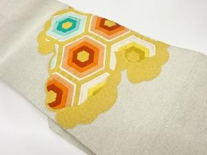 銀通し雲に子持ち亀甲模様織出し名古屋帯